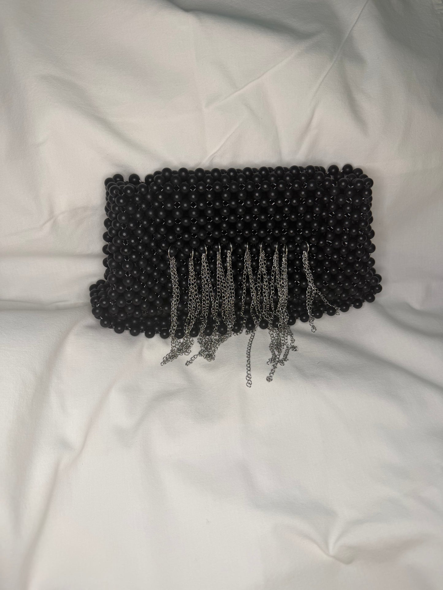 MODEL №21 handmade clutch with metal fringe