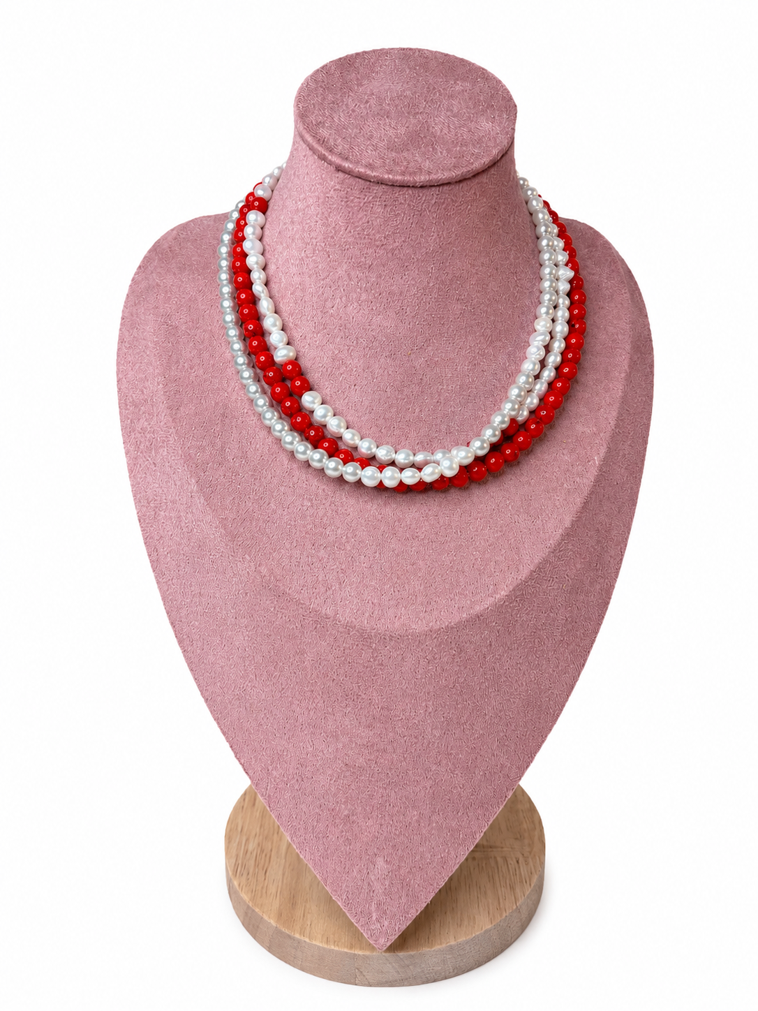 PEARLS & ROUGE multilayered imitation pearl handmade necklace