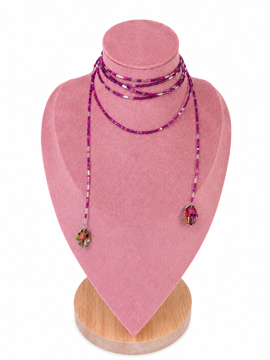 HAMSA GLOW handmade long necklace with pendants