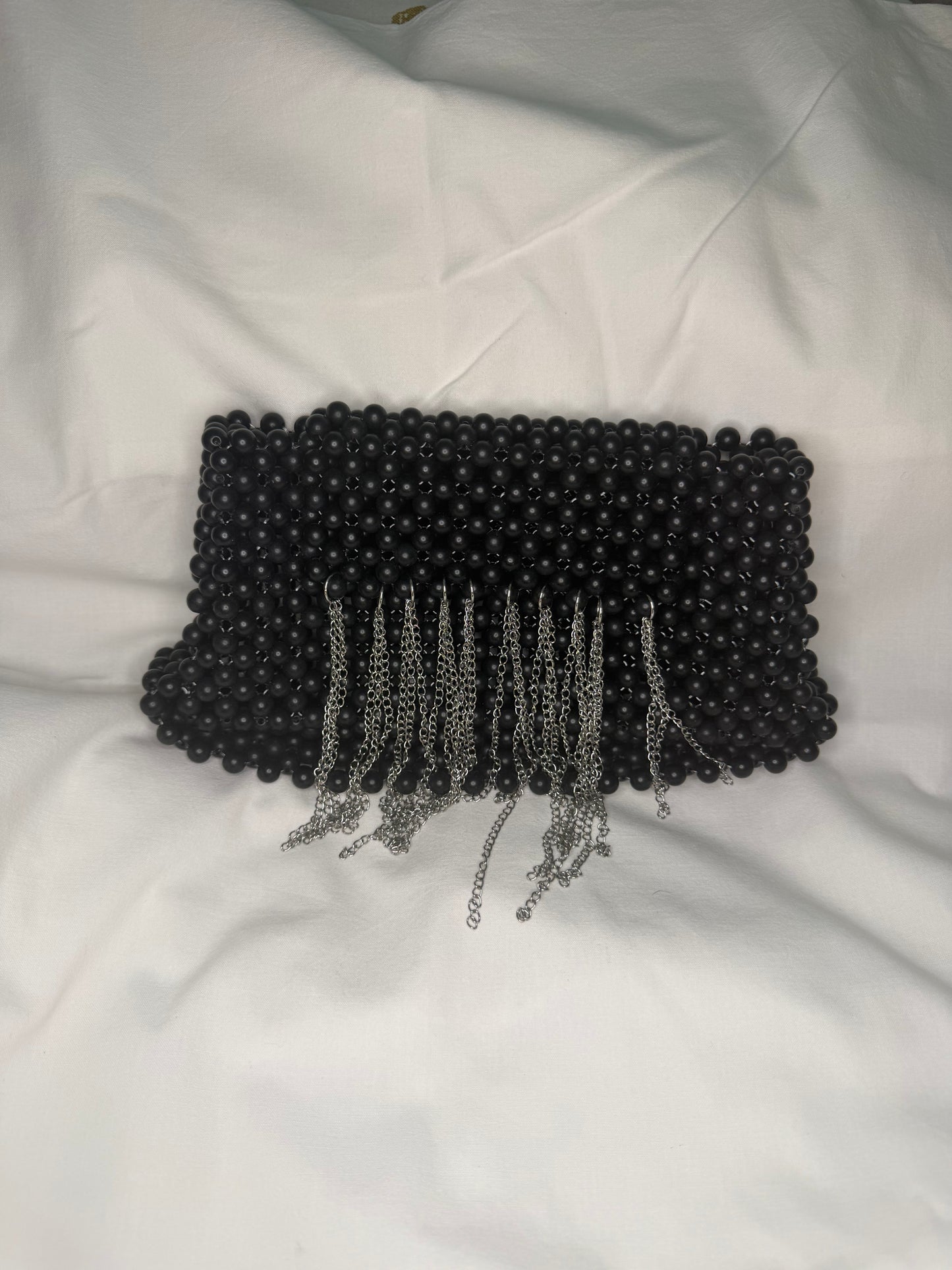 MODEL №21 handmade clutch with metal fringe