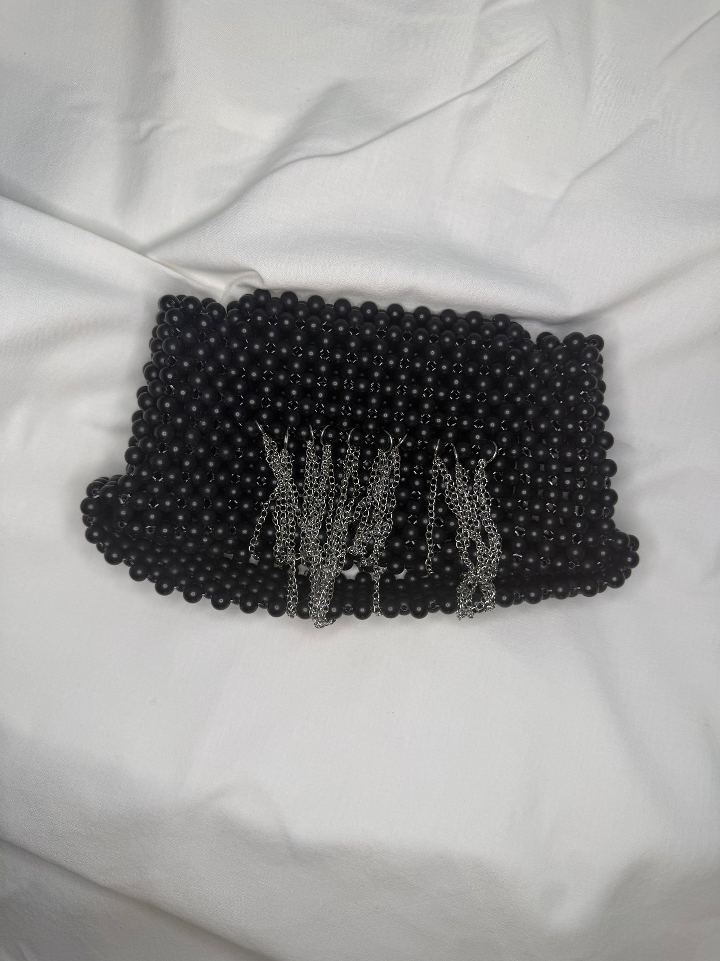 MODEL №21 handmade clutch with metal fringe