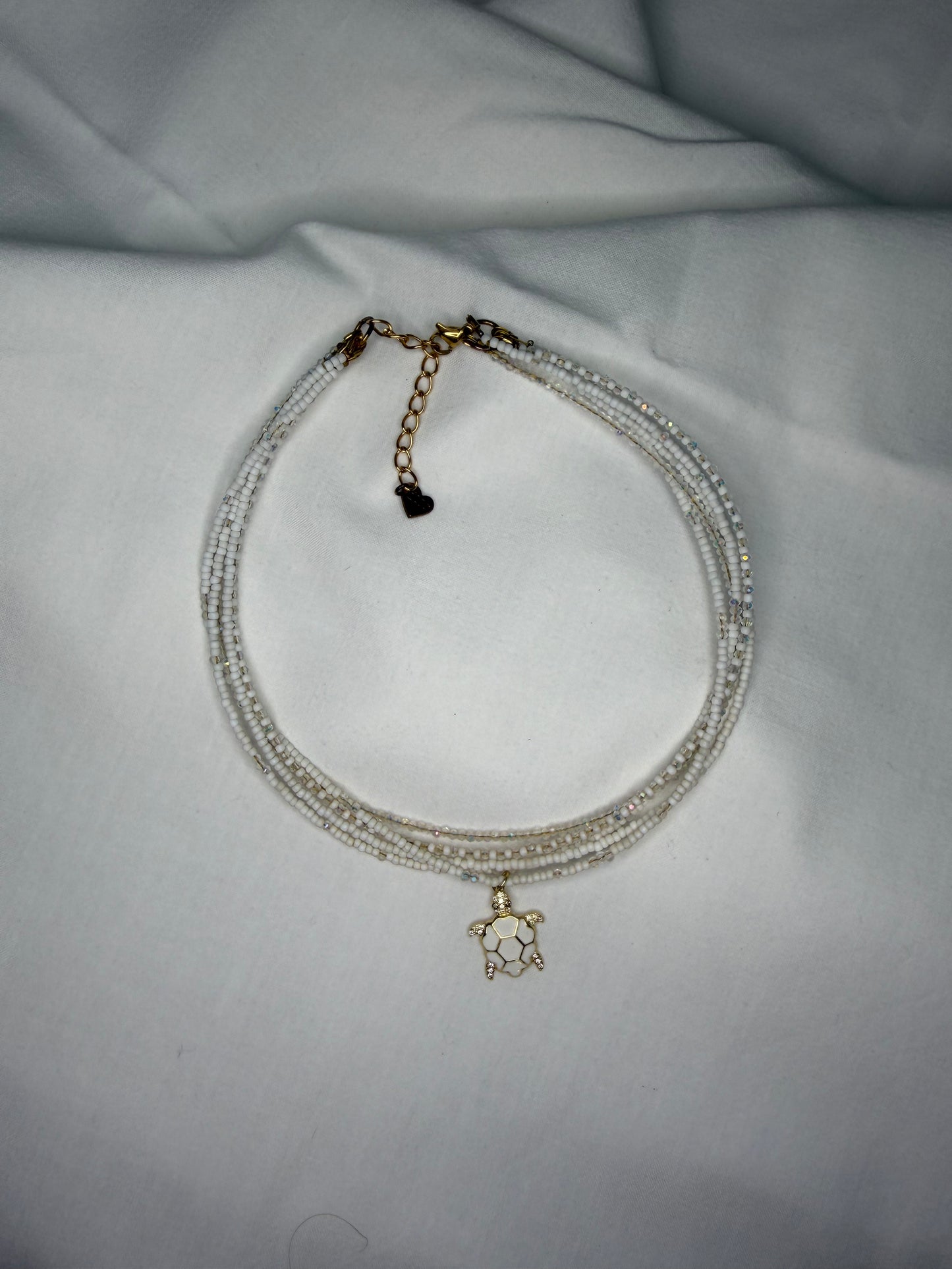TURTLE COVE multilayered handmade choker with turtle pendant