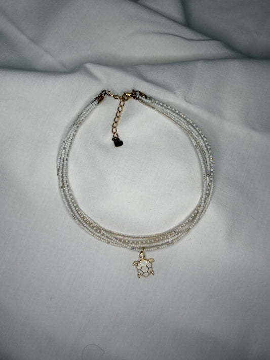 TURTLE COVE multilayered handmade choker with turtle pendant