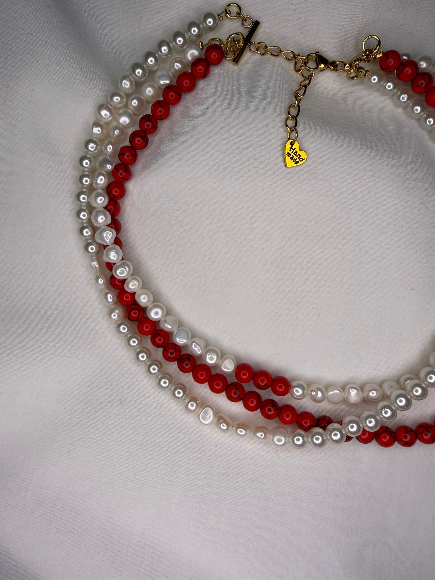 PEARLS & ROUGE multilayered imitation pearl handmade necklace
