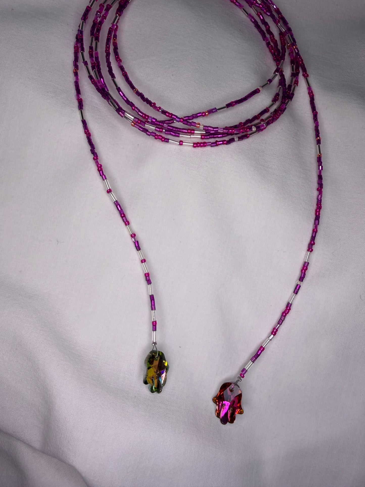 HAMSA GLOW handmade long necklace with pendants