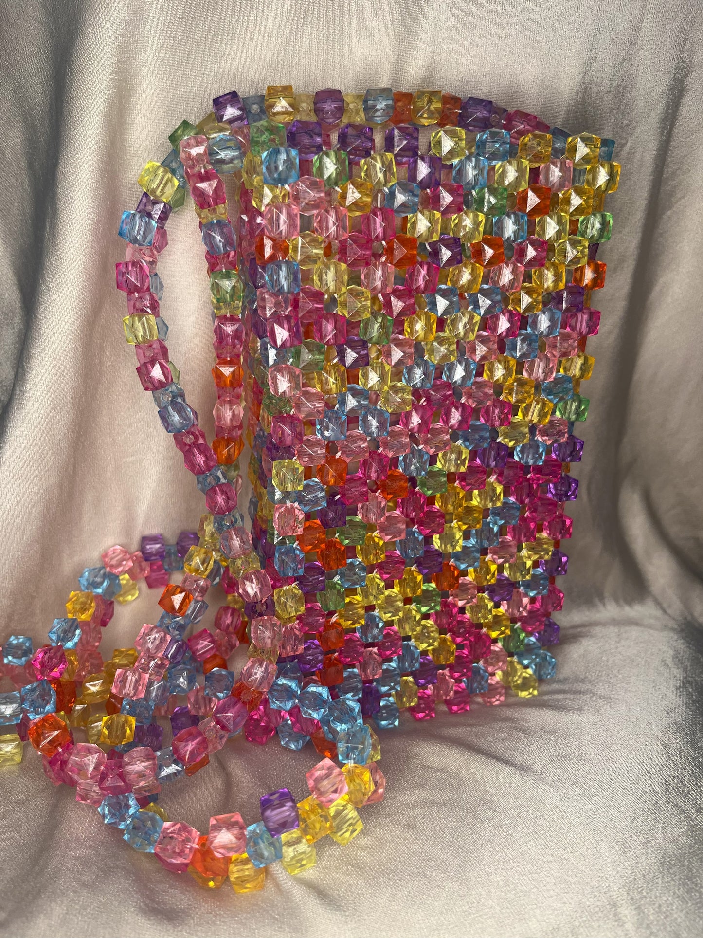 MODEL №17 multicolored square 8 mm beads bag