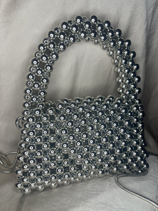 MODEL №19 silver round 8 mm beads bag