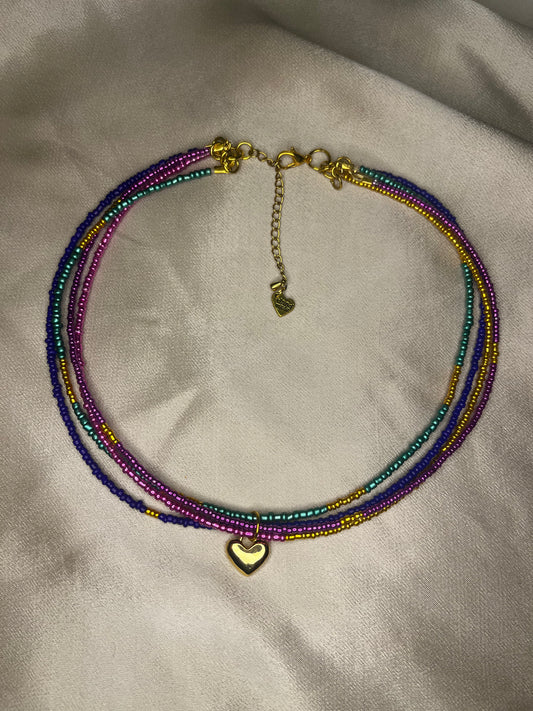 RAINBOW HEART handmade choker